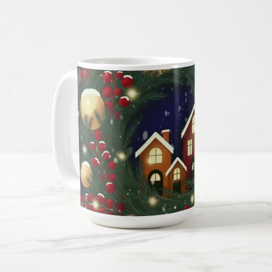 Mug Christmas wreath with pine branches (Devant gauche)
