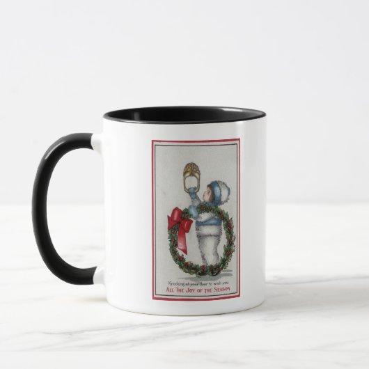 Mug ChristmasKid Holding Wreath Knocking (Gauche)