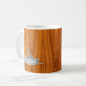 Mug Chrome Comme bateau de pêche sur le Décor en bois  (Devant gauche)