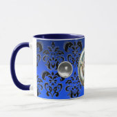 MUG CHROME SKULL RIDERS NIGHT BLUE BLACK DAMASK (Gauche)