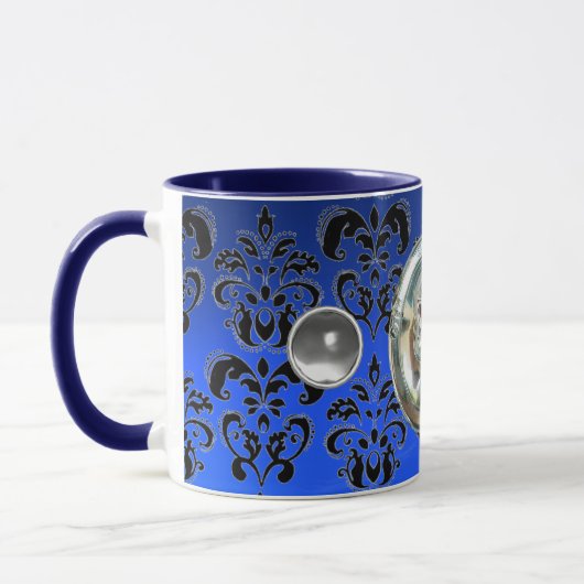MUG CHROME SKULL RIDERS NIGHT BLUE BLACK DAMASK (Gauche)