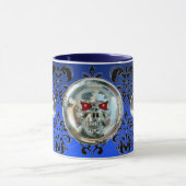 MUG CHROME SKULL RIDERS NIGHT BLUE BLACK DAMASK (Centre)