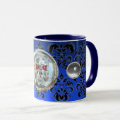 MUG CHROME SKULL RIDERS NIGHT BLUE BLACK DAMASK (Devant droit)