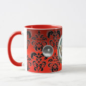 Mug CHROME SKULL RIDERS RED BLACK DAMASK, Ruby (Gauche)
