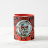 Mug CHROME SKULL RIDERS RED BLACK DAMASK, Ruby (Centre)