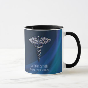 Mug Chrome sombre Holographique 3D Médicale Caduceus
