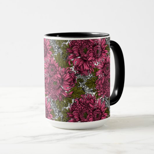 Mug Chrysanthème rose (Devant droit)
