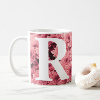Mug Chrysanthème rose monogramme