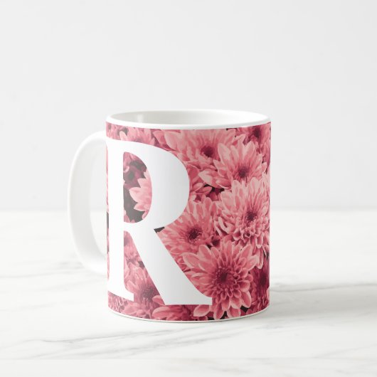Mug Chrysanthème rose monogramme (Devant gauche)
