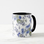 Mug Chrysanthèmes bleus, aquarelle (Devant droit)