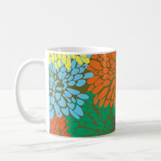 Mug chrysanthèmes multicolores sur olivier (Gauche)