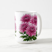Mug Chrysanthèmes roses vibrants en fleurs (Devant droit)