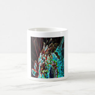 Mug Chrysanthemum Glow Art bleu vert, blanc et rouge