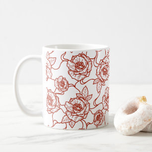 Mug Chuchotements de Rose, Motif Floral à Lignes Éléga