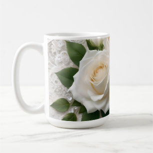 Mug Chuchotements d'élégance : dentelle de rose et vœu