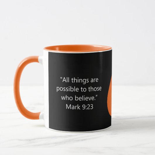 Mug Church Challenge Custom Mark 9:23 Black Orange (Gauche)
