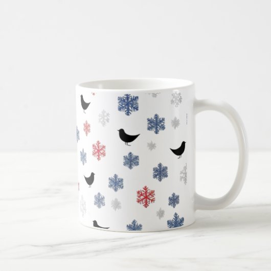 Mug Chute de neige scandinave - Rouge minimal, blanc (Droite)