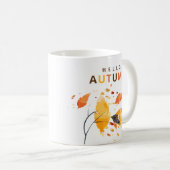 Mug Chute en amour Bonjour Automne Aquarelle Feuilles (Devant droit)