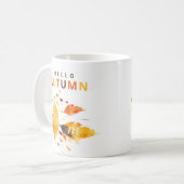 Mug Chute en amour Bonjour Automne Aquarelle Feuilles (Devant gauche)