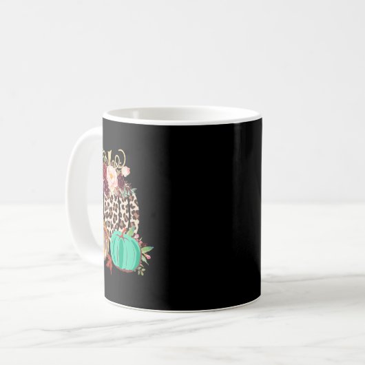 Mug Chute Leopard Cheetah Citrouille Rustique Hallowee (Devant gauche)