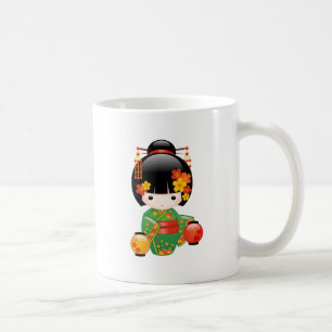 Mug Chute Poupée Kokeshi - Green Kimono Geisha Girl Co