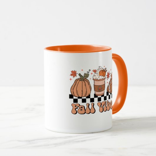 Mug Chute Vibes Mug, Saison Citrouille, Retro Fall Doo (Devant droit)