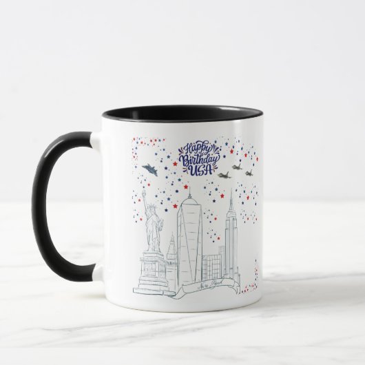 Mug Ciel de flammes de liberté noir et blanc (Gauche)