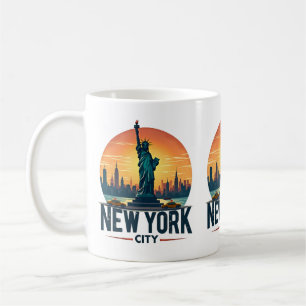 Mug Ciel de New York rétro avec la Statue de la Libert
