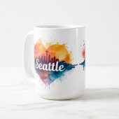 Mug Ciel de Seattle à l'aquarelle (Devant gauche)