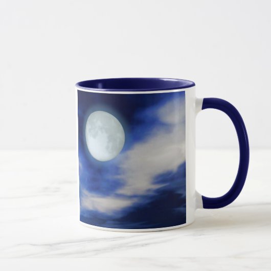 Mug Ciel nocturne avec lune et nuages (Droite)