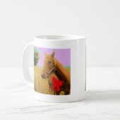 Mug Ciel rose rétro Cheval de Noël (Devant gauche)