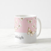 Mug Cieux Rose Pâle & Papillons (Devant droit)