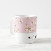 Mug Cieux Rose Pâle & Papillons (Devant gauche)