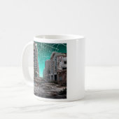 Mug Cieux teintés de sarcelle dystopiques abandonnés (Devant gauche)