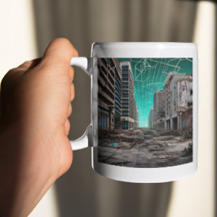 Mug Cieux teintés de sarcelle dystopiques abandonnés