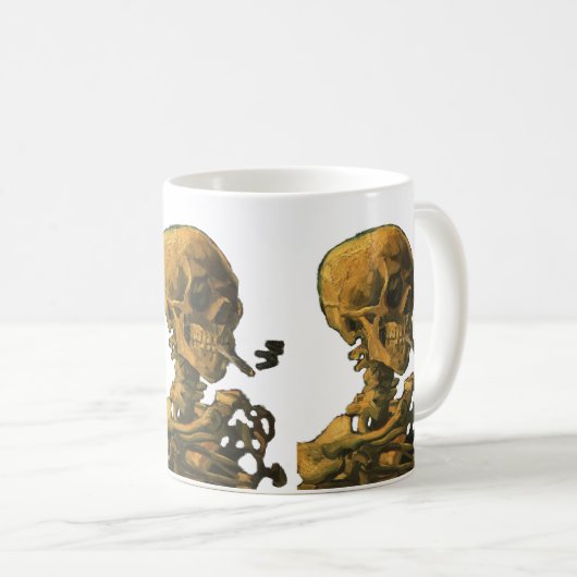 Mug Cigarette de tabagisme de crâne (Devant droit)