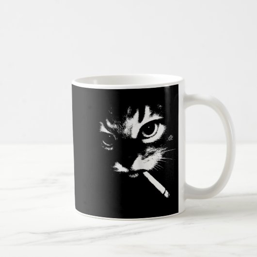 Mug Cigarette Kitten Drôle Fumer Mème Chat Gangster C (Droite)
