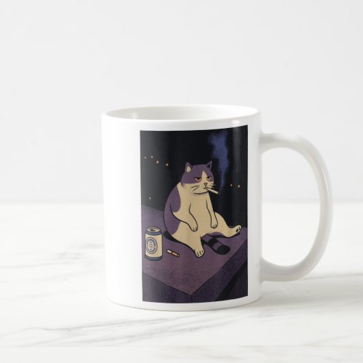 Mug Cigarette Kitten Drôle Fumer Mème Chat Stud Cervea (Droite)