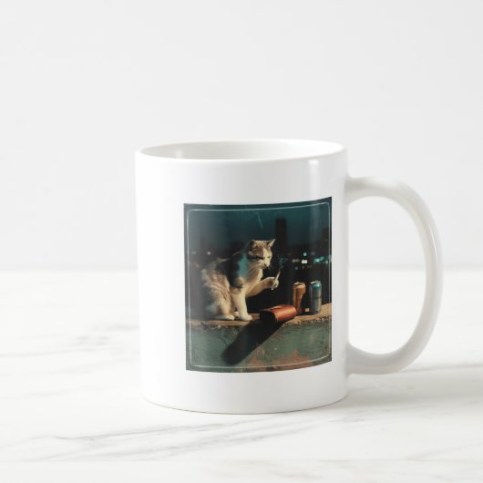 Mug Cigarette Kitten Drôle Fumer Mème Chat Stud Cervea (Droite)