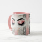 Mug Cils à paillettes roses Monogramme  (Devant gauche)
