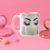 Mug Cils à paillettes roses Monogramme 