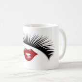 Mug Cils et concepteur chics féminins Artsy de lèvres (Devant droit)