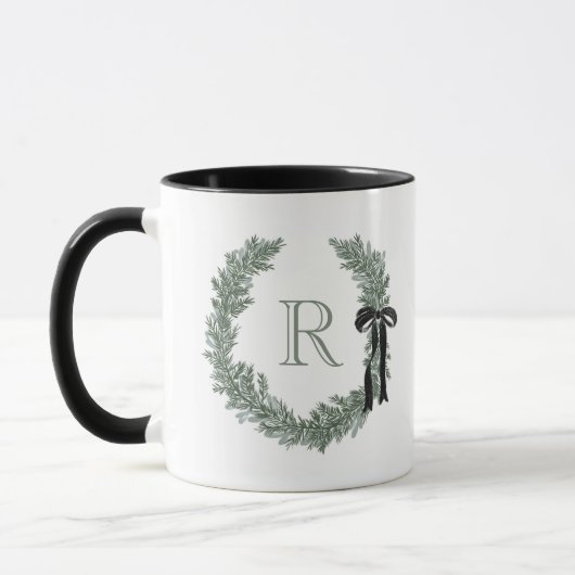 Mug Cimetière monogramme classique avec cordon noir (Gauche)