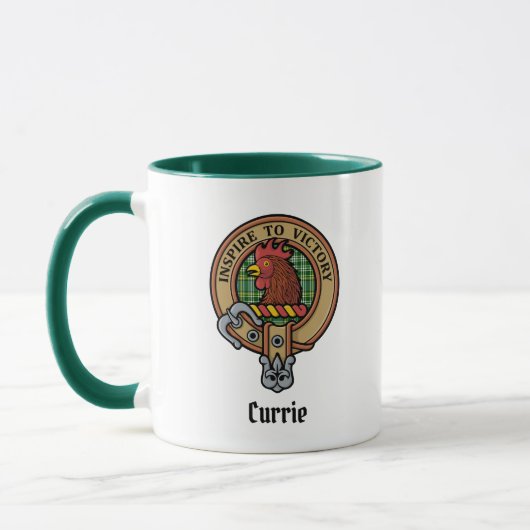 Mug Cimier de coq Clan Currie sur Tartan (Gauche)