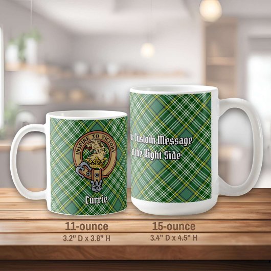 Mug Cimier de lion Clan Currie sur Tartan