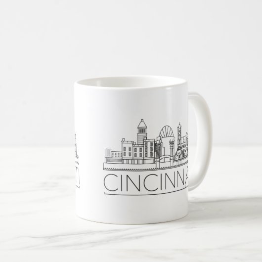 Mug Cincinnati| Skyline stylisée (Devant droit)