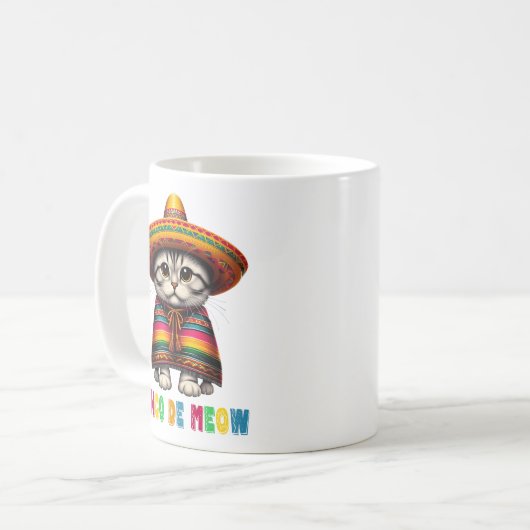 Mug Cinco De Mayo Drôle Chat Mexicain Sombrero Meow (Devant gauche)