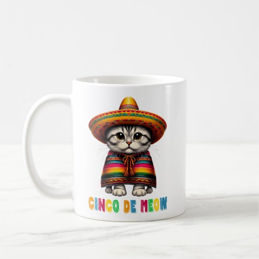 Mug Cinco De Mayo Drôle Chat Mexicain Sombrero Meow (Gauche)