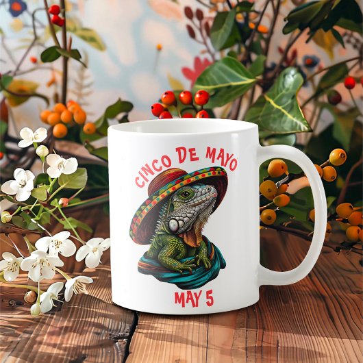 Mug Cinco de Mayo Iguana portant Sombrero & Serape