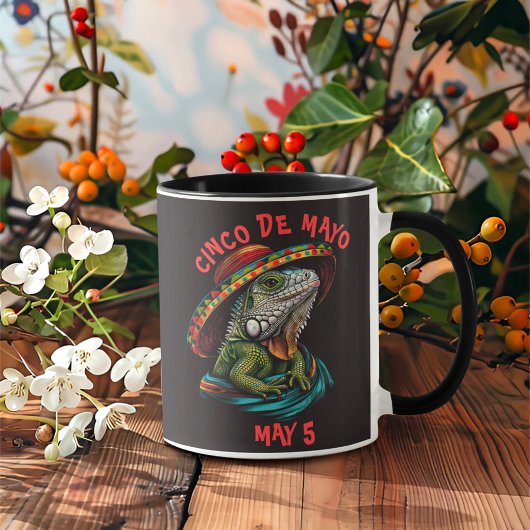 Mug Cinco de Mayo Iguana portant Sombrero & Serape